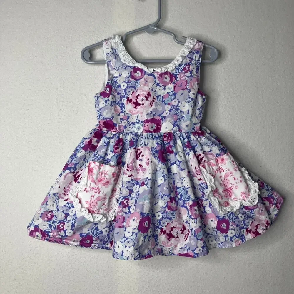 Sweet Honey Floral Dress 3T Girl Lined Twirl Whimsical Princess Birthday